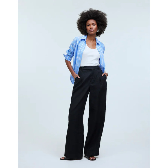 Madewell The Petite Harlow Wide-Leg Pant in 100% Linen  P10 - Picture 1 of 3